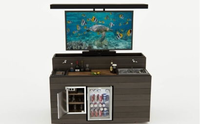 Outdoor Entertainment Oasis with a Hidden Bar & TV Lift Cabinet