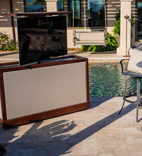 sunbrella outdoor hidden tv lift cabinet