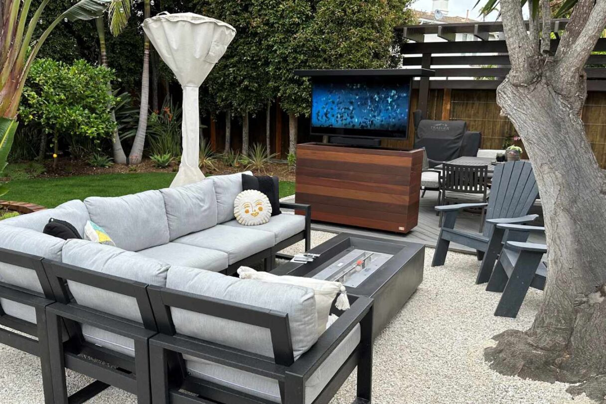 ipe outdoor hidden retractable tv lift cabinet