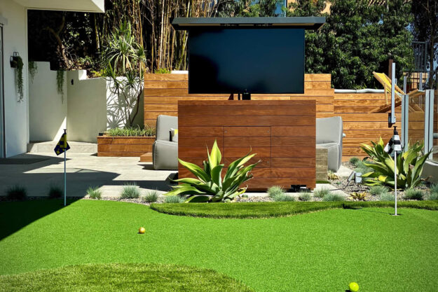 Metal T-Top IPE Outdoor Hidden TV Lift Cabinet