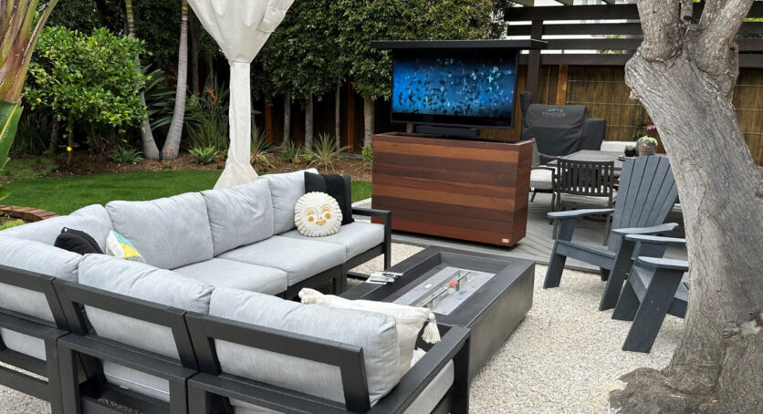 outdoor hidden retractable waterproof tv lift cabinet