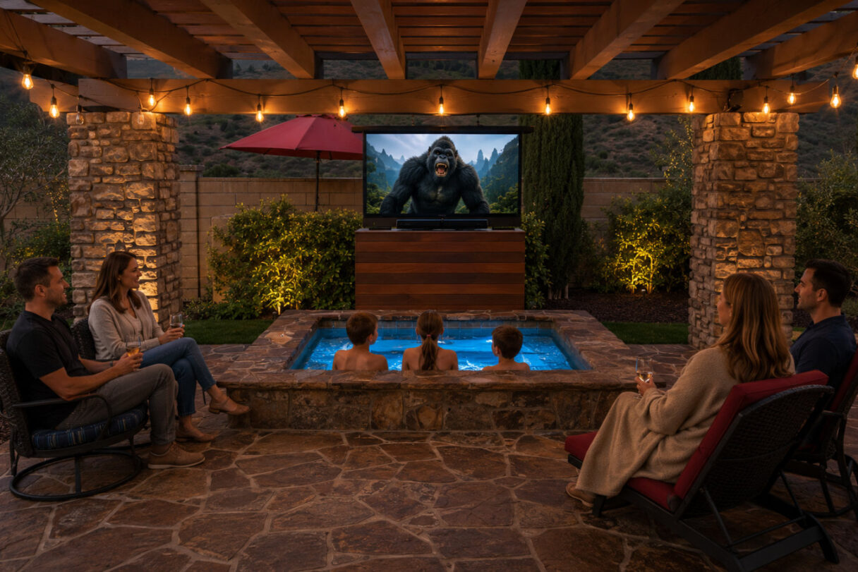 night outdoor tv lift cabinet spa family short hills