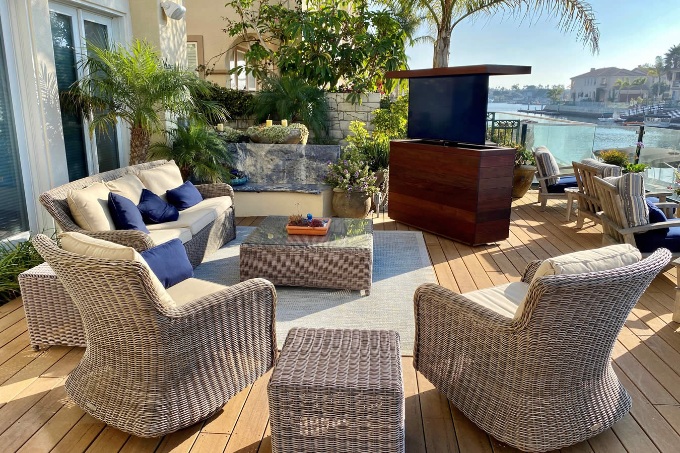 Bare Outdoor Tv Lift Furniture With, Outdoor Wicker Tv Console