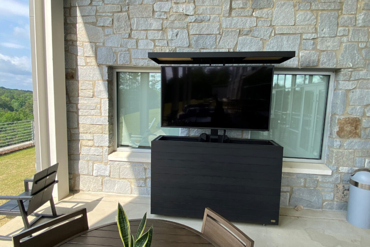 55 65 75 inch outdoor mobile automated tv lift cabinet by cabinet tronix