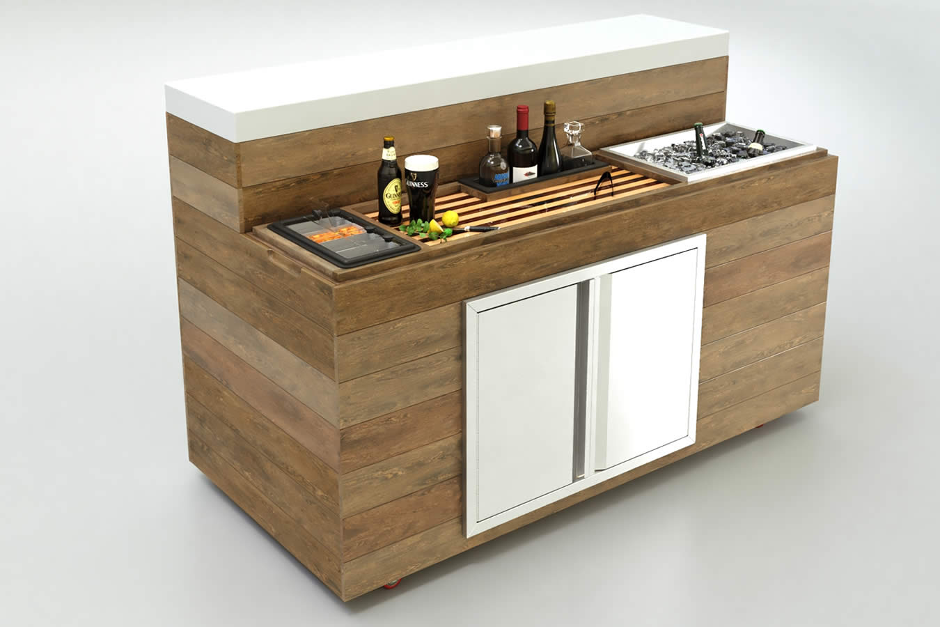 hidden bar cabinet using table lift