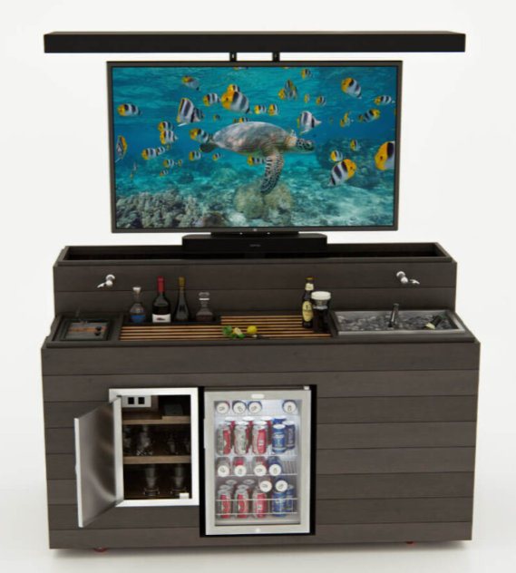 outdoor mobile hidden tv lift cabinet bar refrigerator