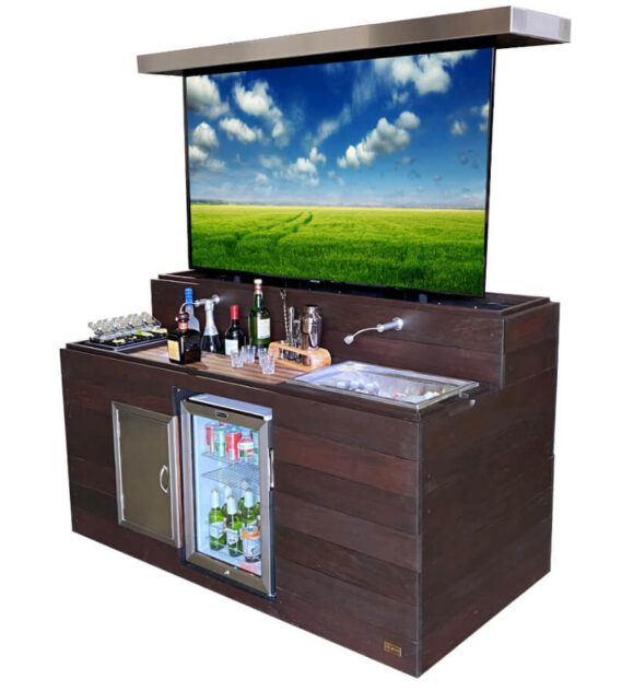 Cabinet Tronix Outdoor backyard waterproof bar TV and fridge movable cabinet island