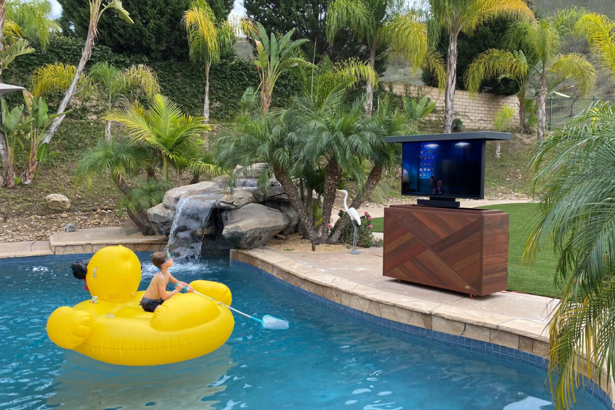 rift outdoor pop up tv cabinet pool family entertainment ipe 65 inch tv.jpg