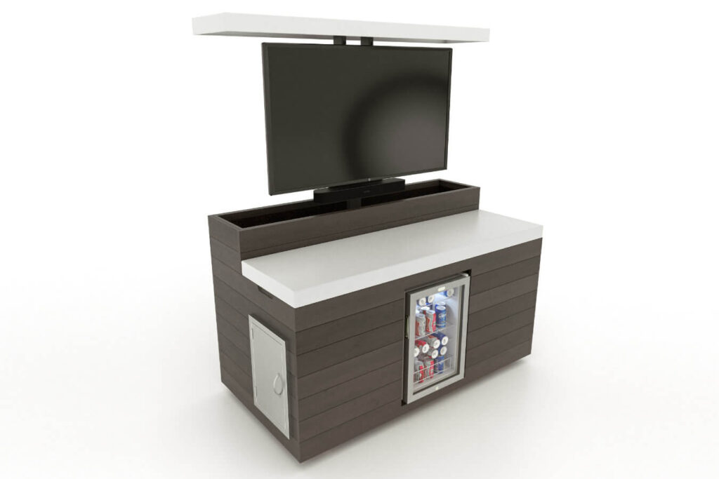 Cabinet Tronix hidden TV lift mobile outdoor Ipe cabinet server, fridge and storage unit Texas