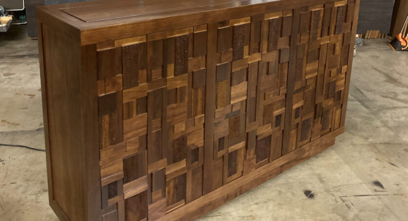 Brutalist Custom Built Modern Hidden TV Lift Cabinet