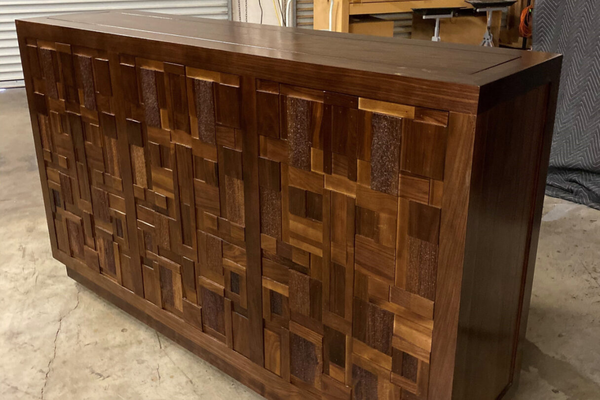 Brutalist Custom Built Modern Hidden TV Lift Cabinet