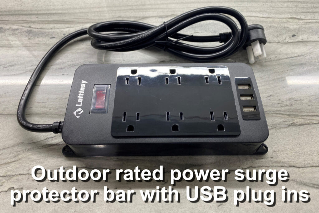 Outdoor rated Power bar for TV lift cabinet