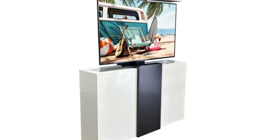 pearl white black hidden tv lift retractable tv lift cabinet