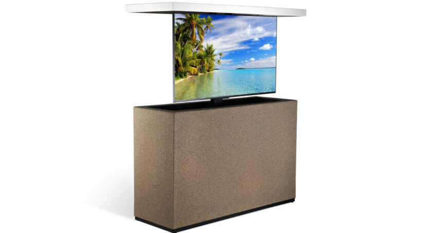 cabinet tronix hidden outdoor stoney creek stucco tv lift cabinet