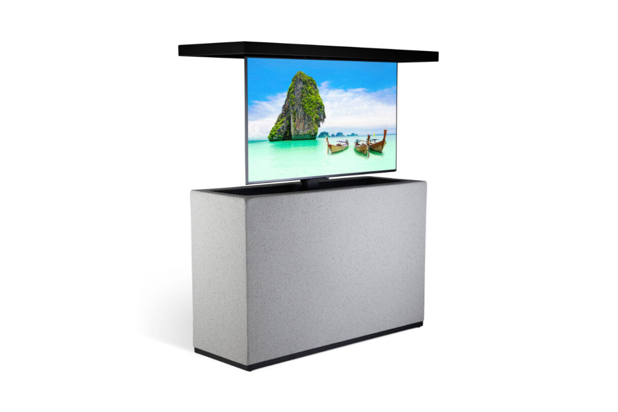 cabinet tronix outdoor pearl stucco waterproof tv lift island