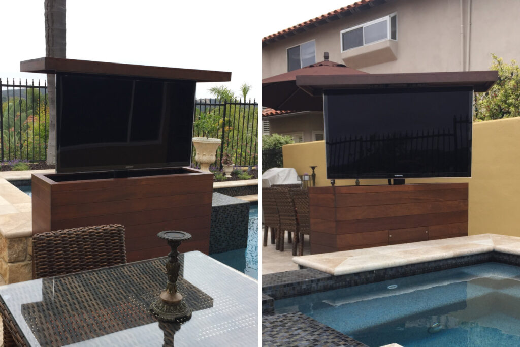 outdoor tv lift cabinet swivel