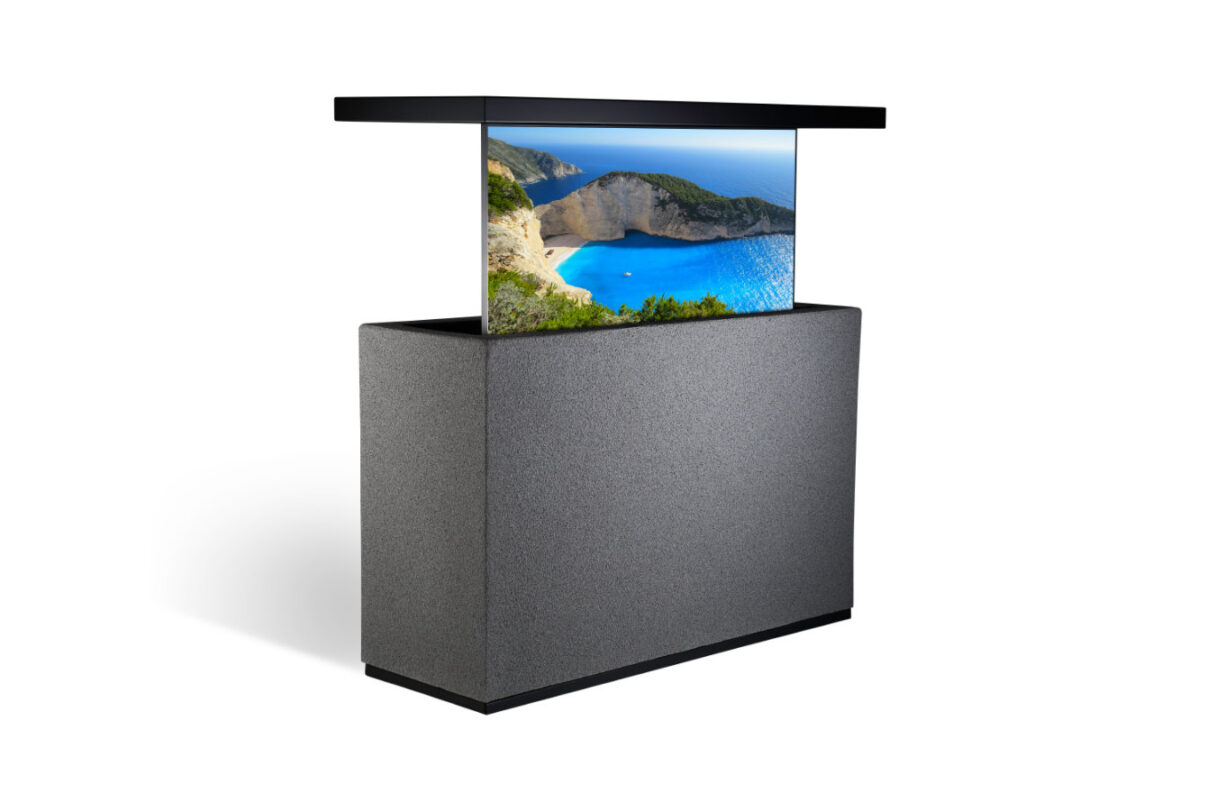 outdoor stucco pop up hidden tv lift cabinet