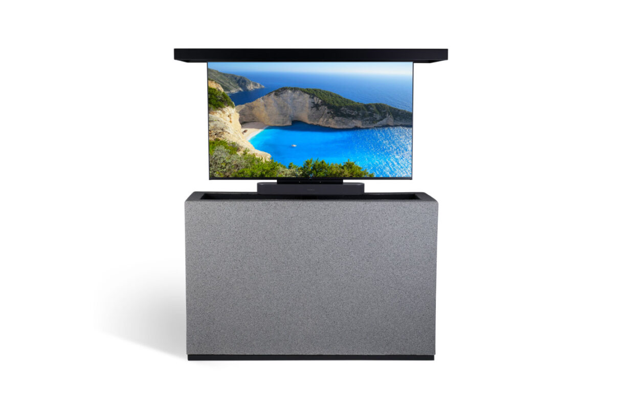 outdoor weatherproof stucco tv sound bar lift cabinet
