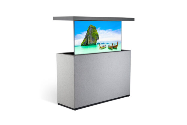 waterproof outdoor stucco retractable remote tv lift cabinet