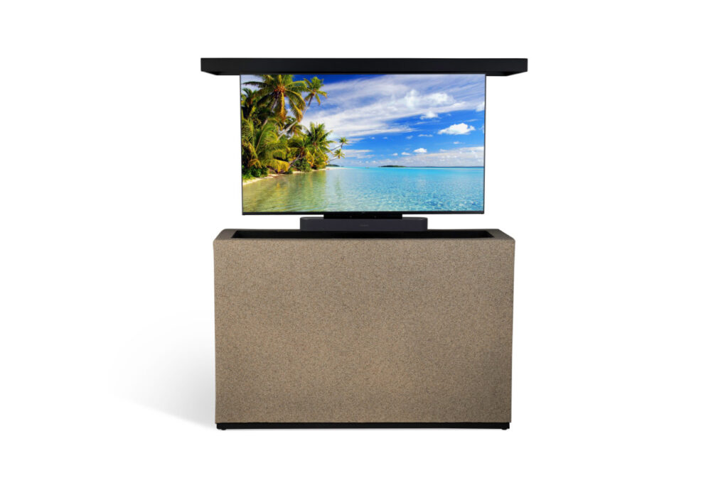 outside hidden sound bar swivel tv lift cabinet