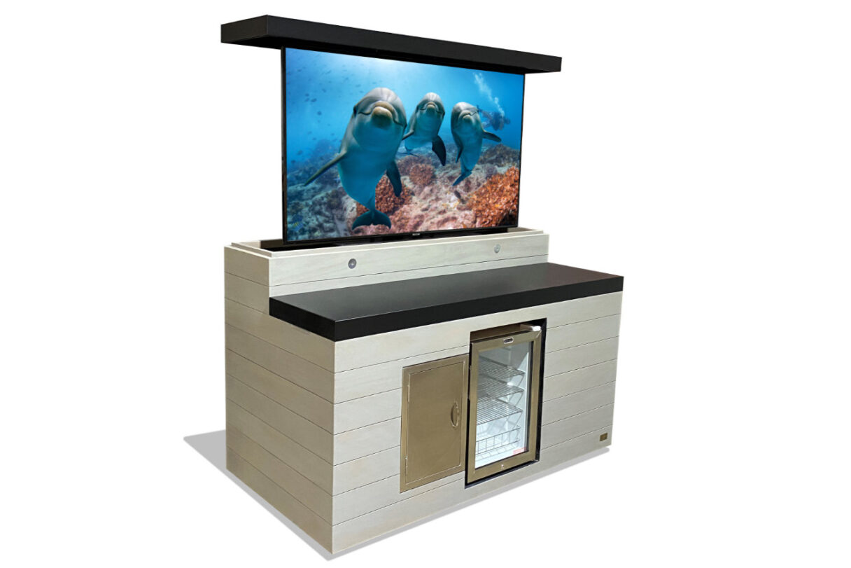 cabinet tronix outdoor hidden tv bar fridge lift