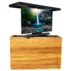 weatherproof tv lift teak cabinet swivel sound bar wheel