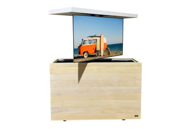 mirage iroko outdoor hidden tv lift swivel cabinet