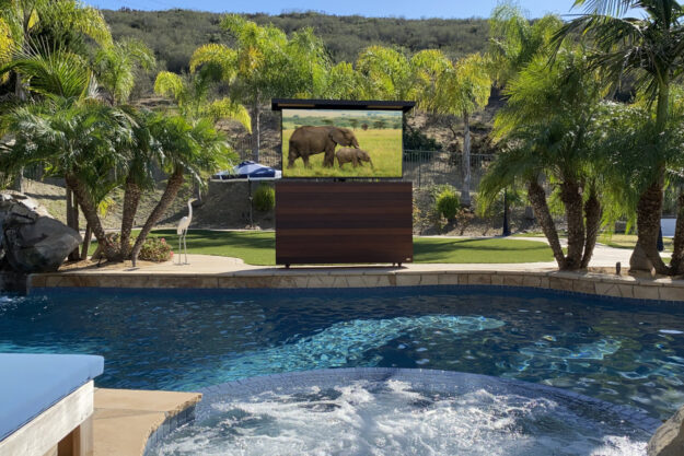 outdoor 85" to 86" inch extra large automated tv lift ipe cabinet