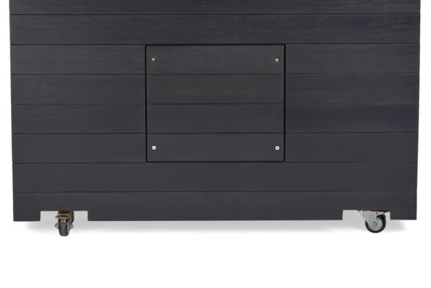 outdoor 55” solid wood grayed espresso tv lift cabinet & black top