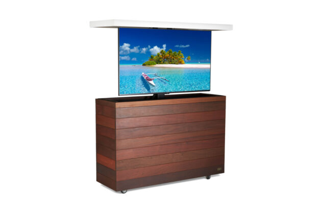 outdoor 55 inch retractable tv lift ipe cabinet & swivel