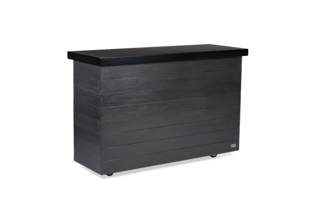 outdoor 55” solid wood grayed espresso tv lift cabinet & black top