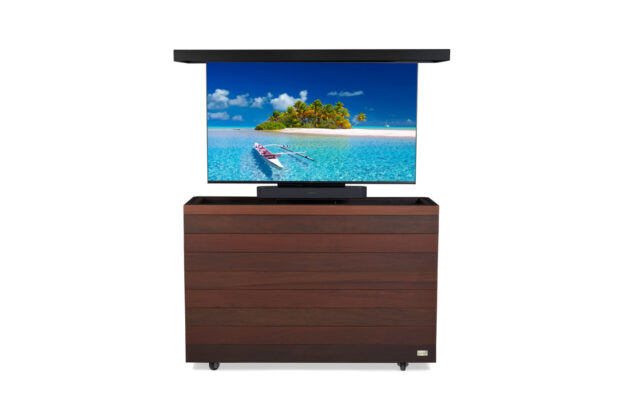 outdoor 55 inch hidden tv lift ipe cabinet with black aluminum top