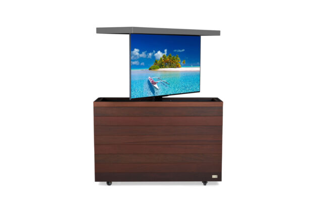 outdoor 75” to 77" motorized hidden tv lift cabinet with aluminum top