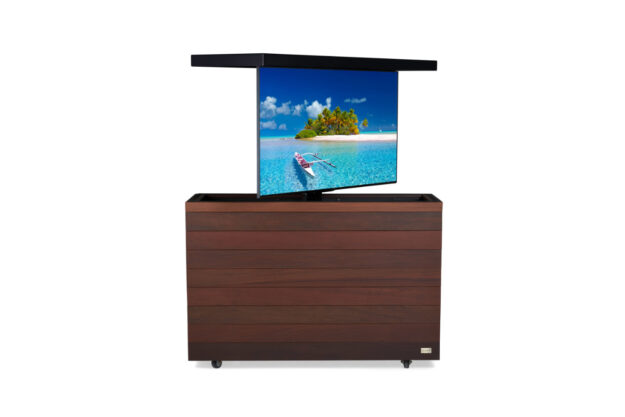 outdoor 65" motorized hidden tv lift ipe cabinet & aluminum top