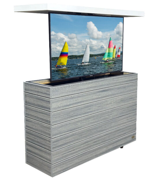 gray outdoor hidden waterproof tv lift cabinet
