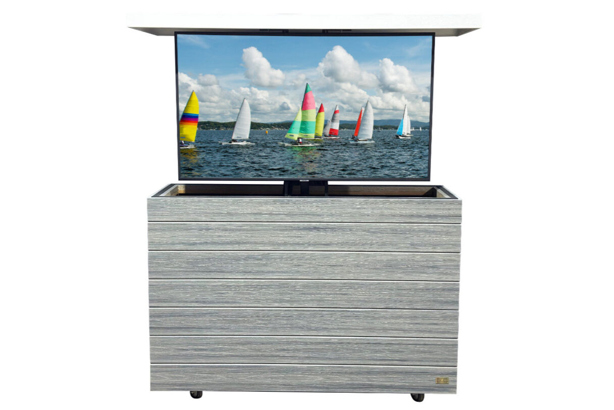 hide and move tv outside cabinet tronix gray hidden tv lift cabi
