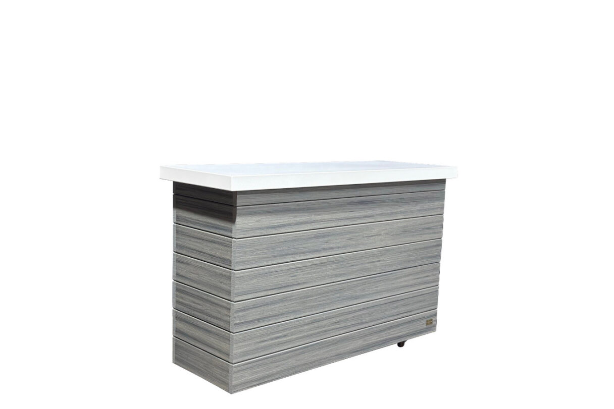 outdoor gray hidden tv lift cabinet with trex