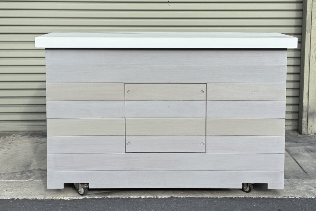 light grey ipe t top outdoor tv lift cabinet 05