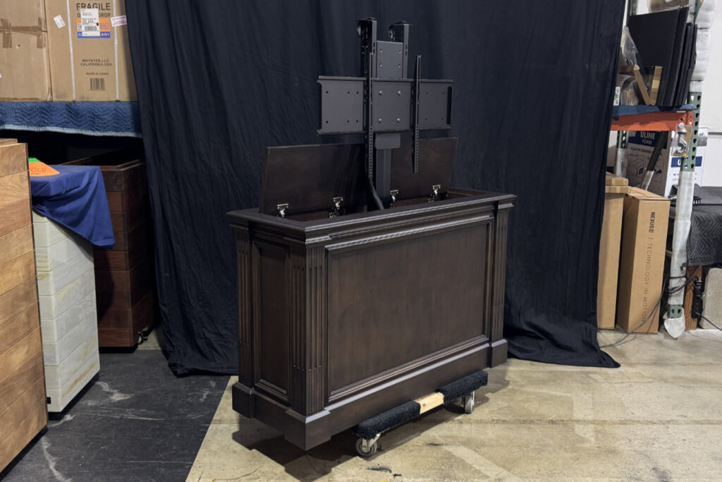 small ritz flip top hidden tv lift cabinet 03