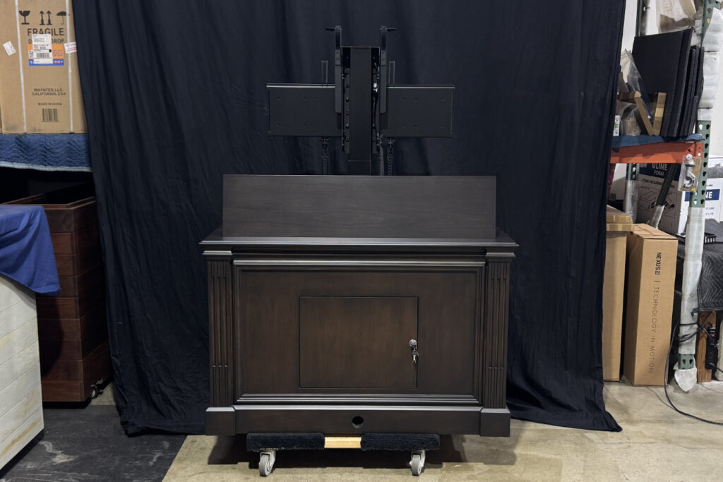 small ritz flip top hidden tv lift cabinet 05