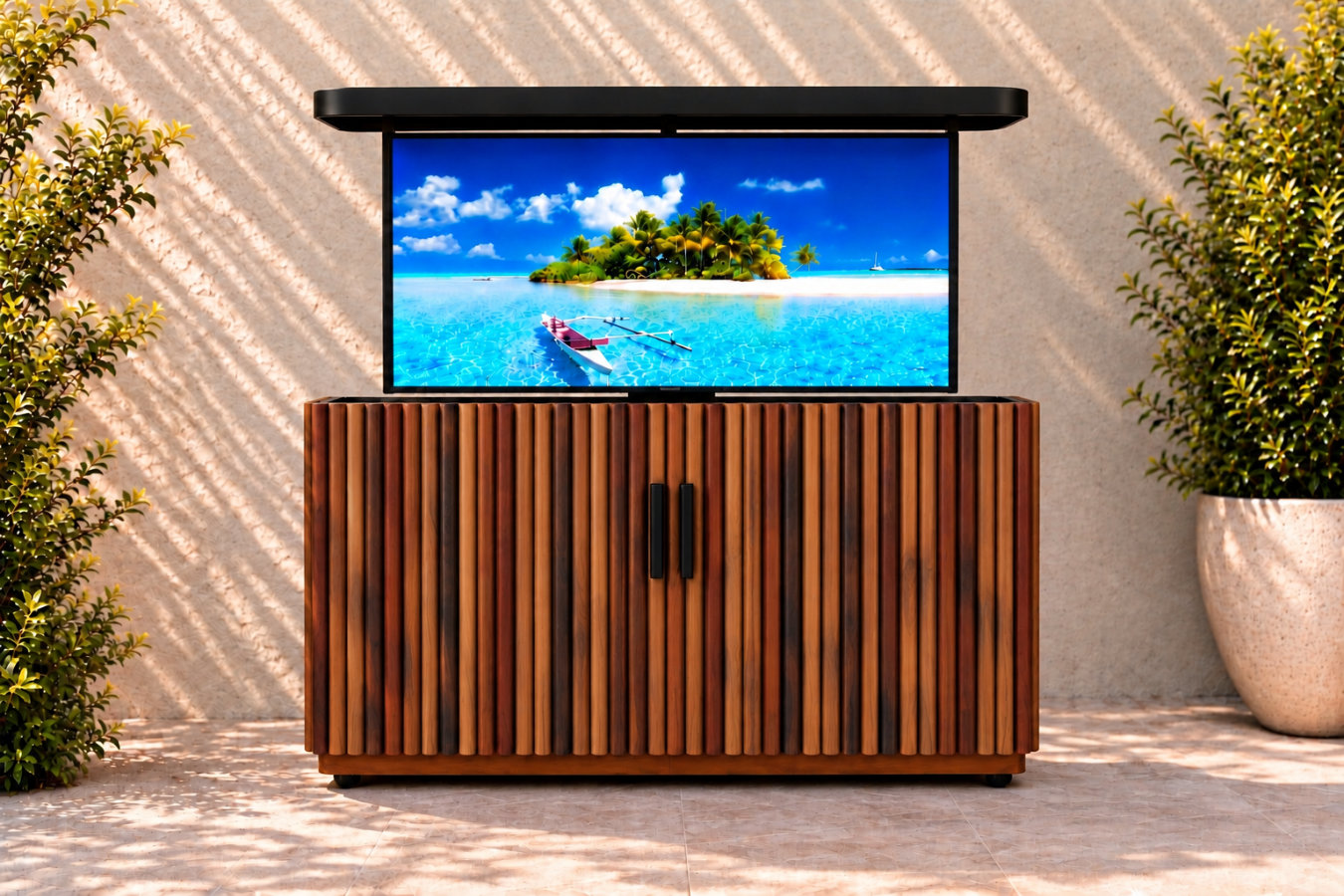 del mar 55 inch outdoor tv lift cabinet tv raised