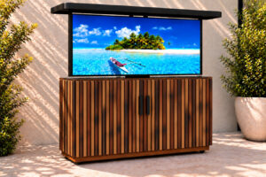 del mar 65 inch hidden outdoor tv cabinet angle view