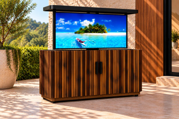 del mar 75 inch motorized outdoor tv lift cabinet