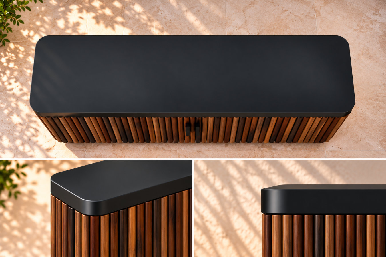 del mar 75 inch outdoor tv cabinet aluminum top detail