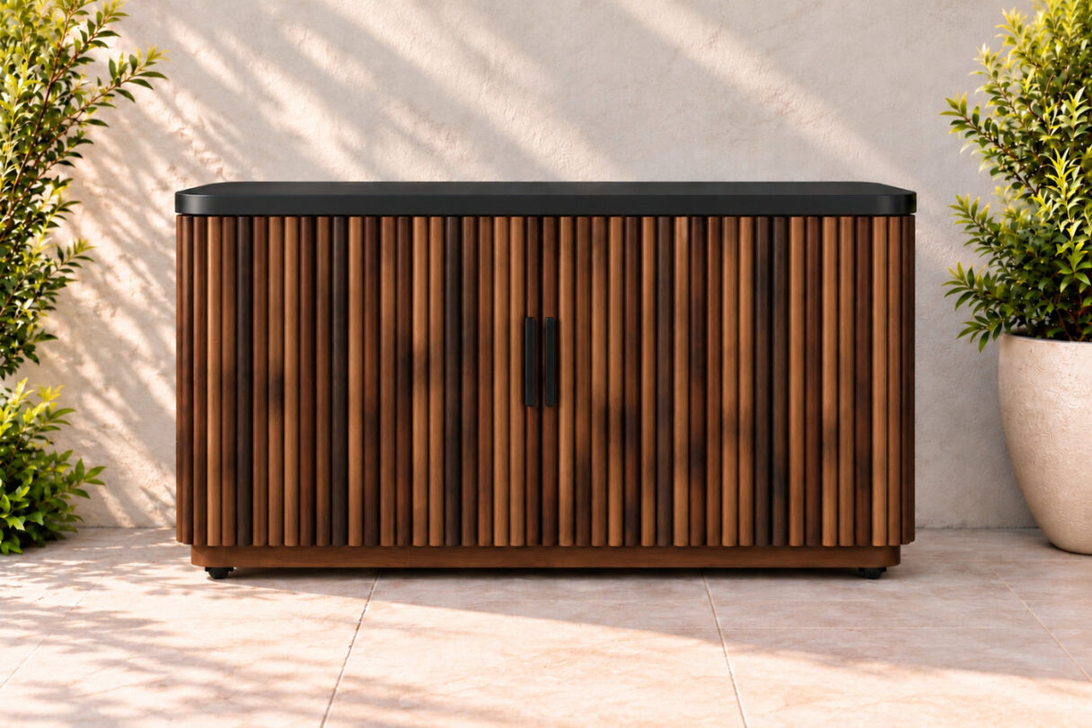 del mar hidden 65 inch outdoor tv cabinet front view