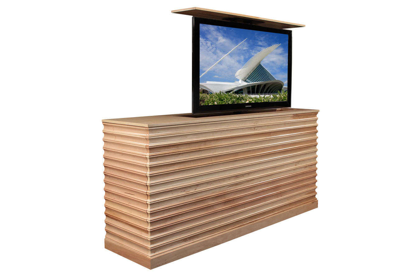 Accord Maple Tv Lift Cabinet, End Of Bed Tv Lift Cabinets For Flat Screens Uk