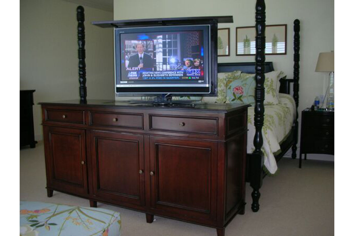 cardinal pop up tv lift furniture at end of bed