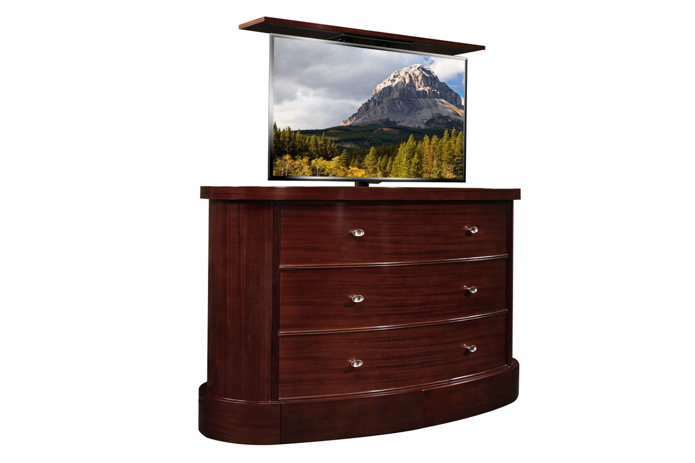 Hidden TV lift flat screen TV inside with diy cabinet kit comes in 2 different sizes.